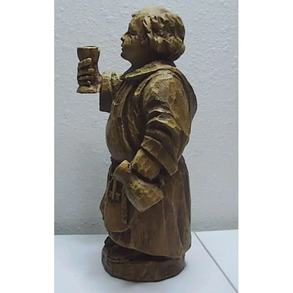 Vtg German hand-carved wooden beer-brewing Franciscan monk 10